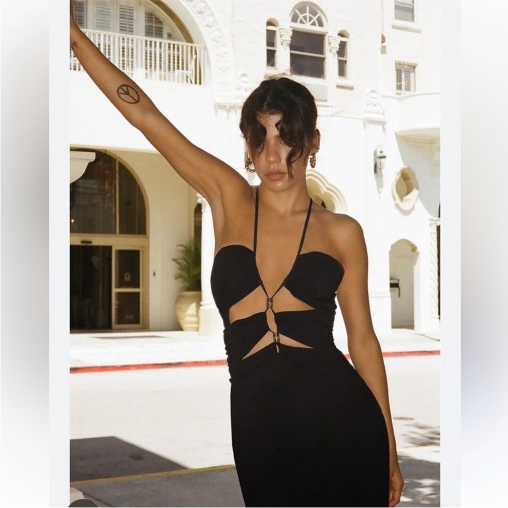 Zara Black Halter Dress with cutouts